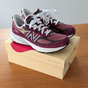 New Balance Women's Maroon and White Sneakers